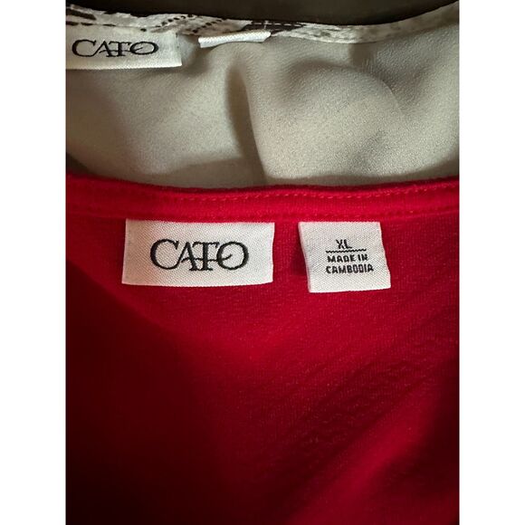 Cato Red Long Sleeve Top Women’s XL Pullover Blouse Casual Classic Style - Picture 3 of 5
